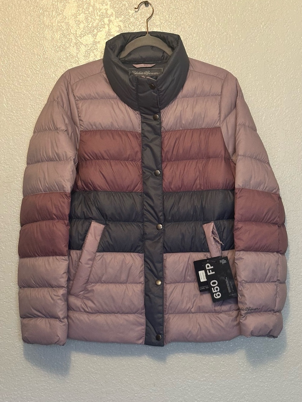 Eddie Bauer 650 Down Fill M Colorblock Jacket NWT